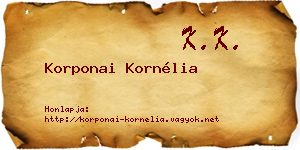 Korponai Kornélia névjegykártya